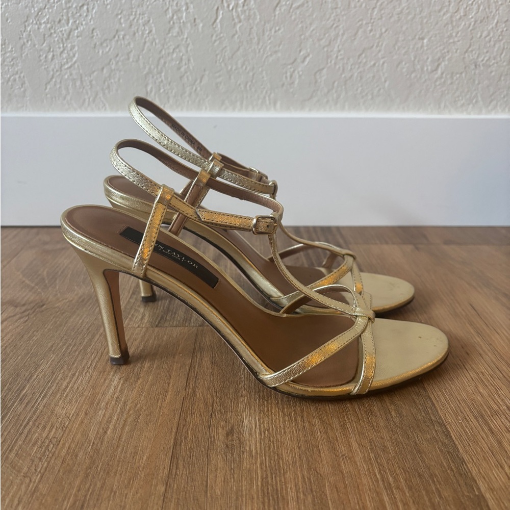 Gold Strappy High Heel Sandals size 6